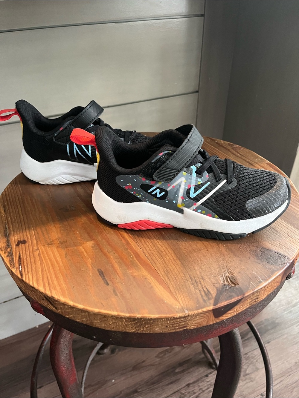 New Balance Black Kids' Sneakers with Multicolor Accents